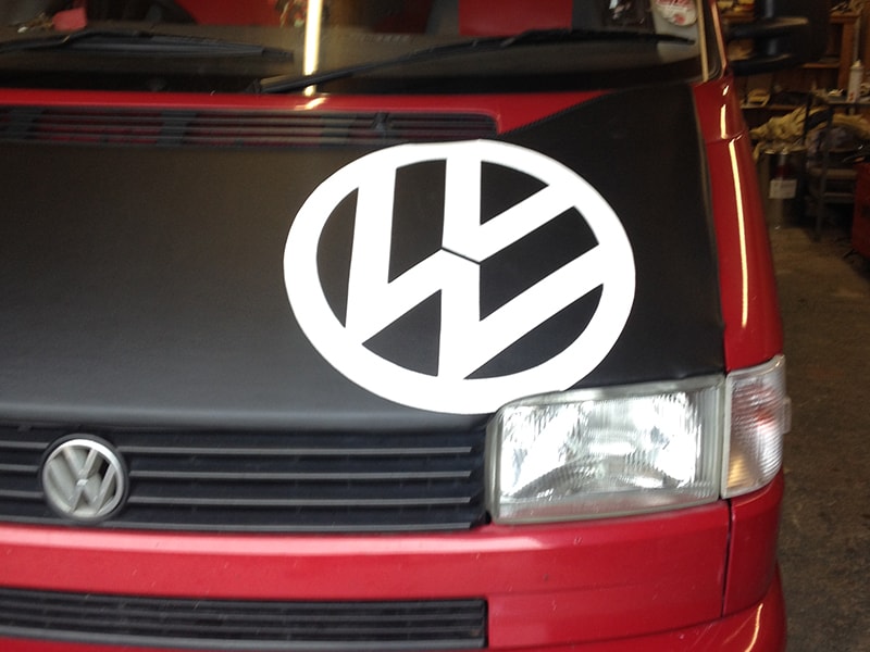 VW Transporter T4 Black VW Logo Short Nose Bonnet Bra